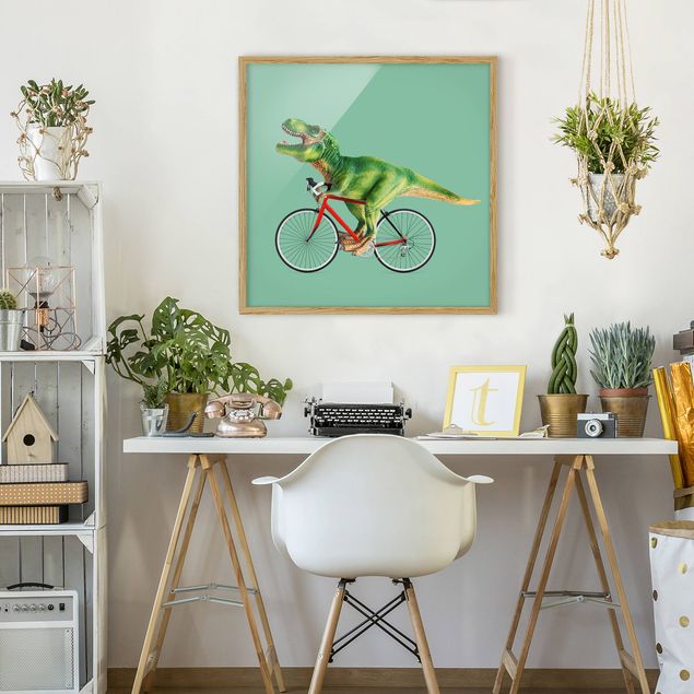 decoração quarto bebé Dinosaur With Bicycle