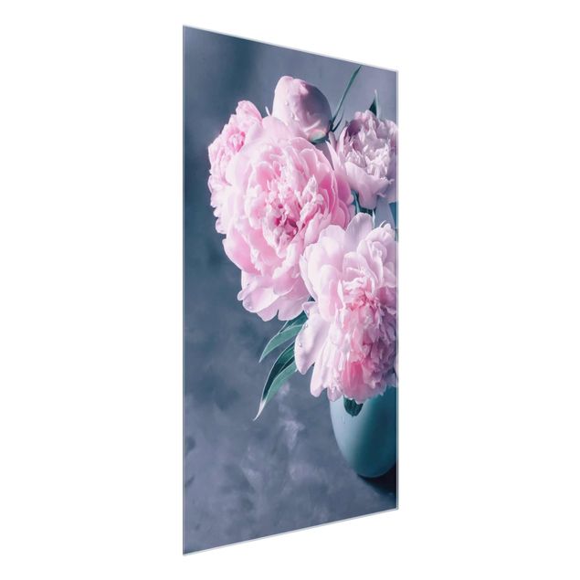 Quadros em vidro flores Vase With Light Pink Peony Shabby