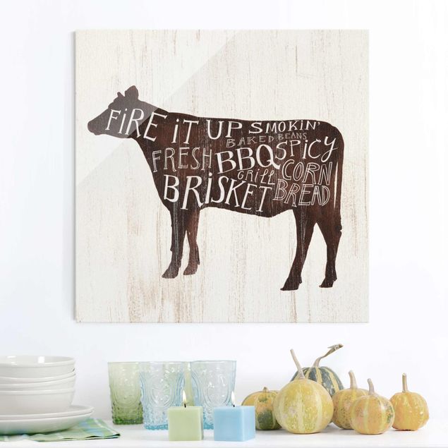 decoraçao para parede de cozinha Farm BBQ - Cow