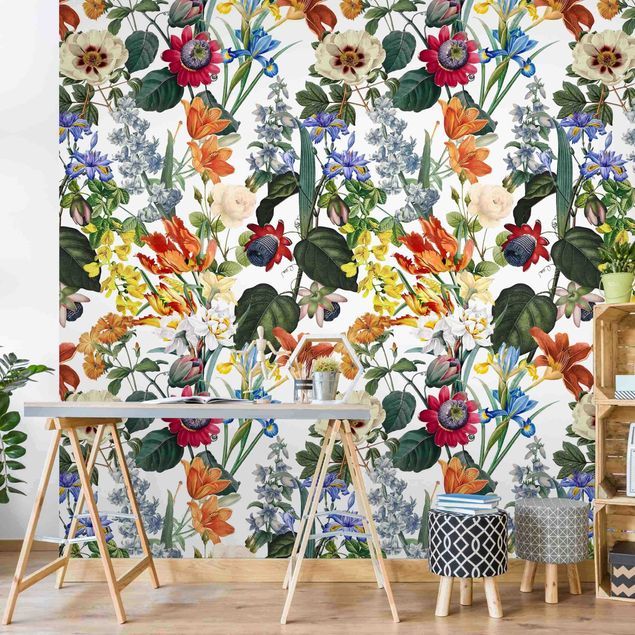 Papel de parede padrões Colourful Magnificent Flowers