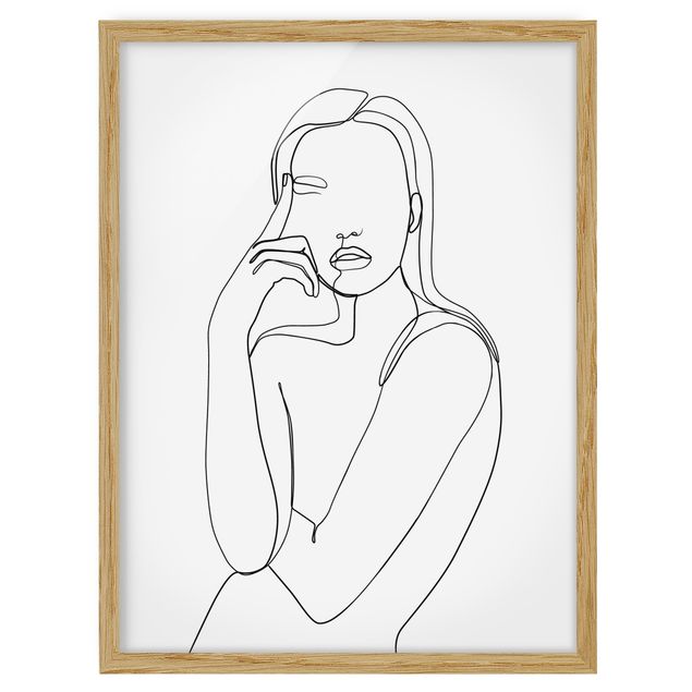 Quadros famosos Line Art Pensive Woman Black And White