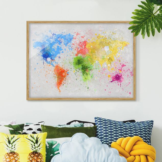 decoraçoes cozinha Colourful Splodges World Map