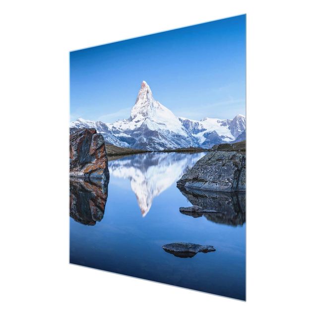 Quadros em vidro paisagens Stellisee Lake In Front Of The Matterhorn