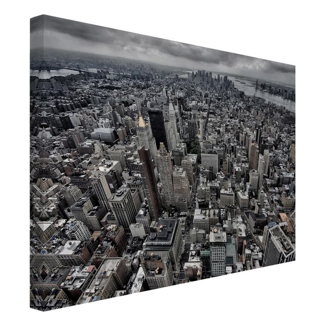 Telas decorativas em preto e branco View Over Manhattan