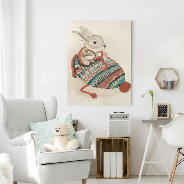 decoraçao para parede de cozinha Illustration Cuddly Santander Rabbit In Hat