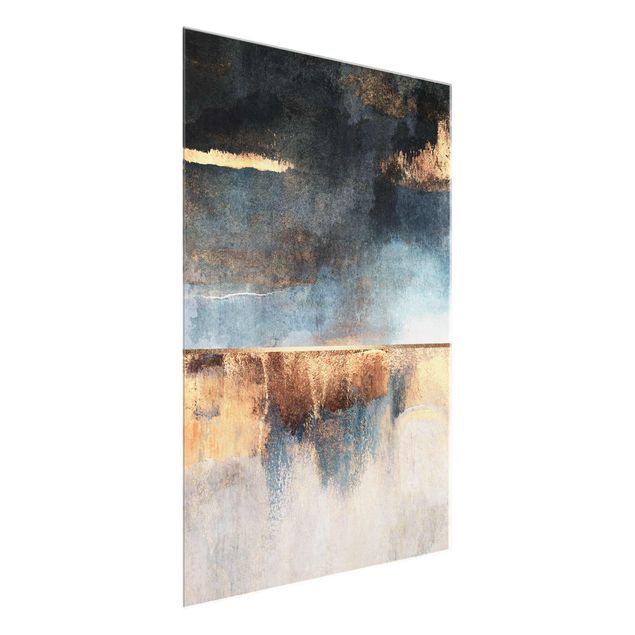 Quadros famosos Abstract Lakeshore In Gold