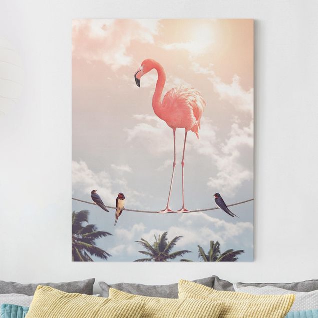 decoraçao para parede de cozinha Sky With Flamingo