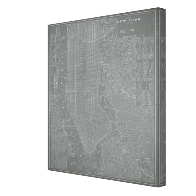 Telas decorativas mapas Vintage Map New York Manhattan