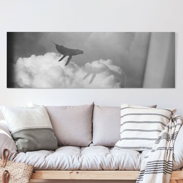 Telas decorativas peixes Flying Whale Up In The Clouds