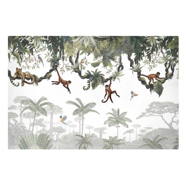Quadros paisagens Cheeky monkeys in tropical canopies