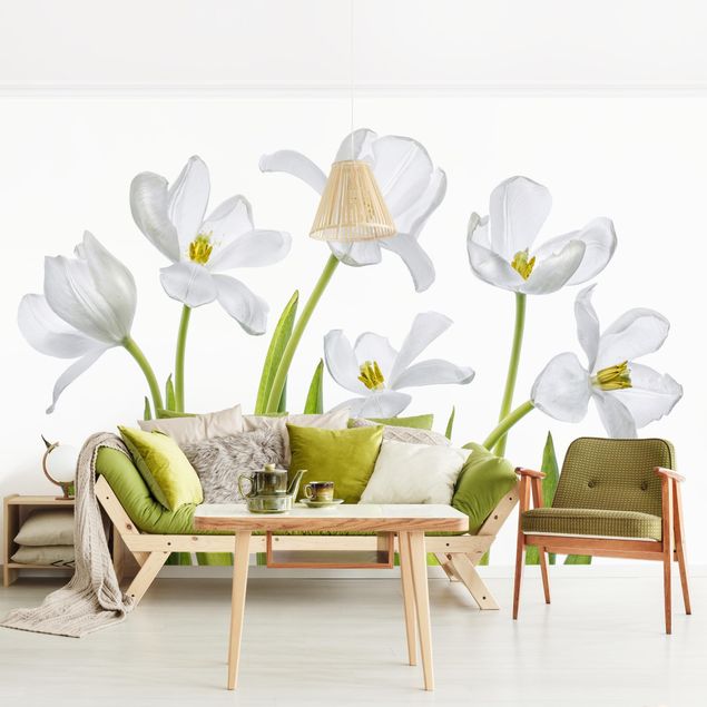decoraçao para parede de cozinha Five White Tulips