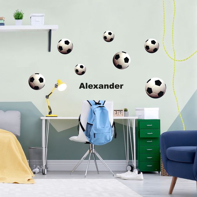 Autocolantes de parede texto personalizado Soccer balls set