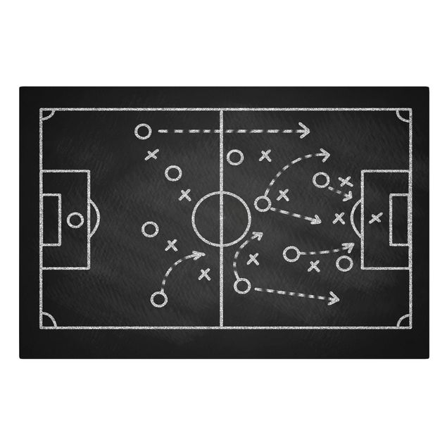 quadros decorativos para sala modernos Football Strategy On Blackboard