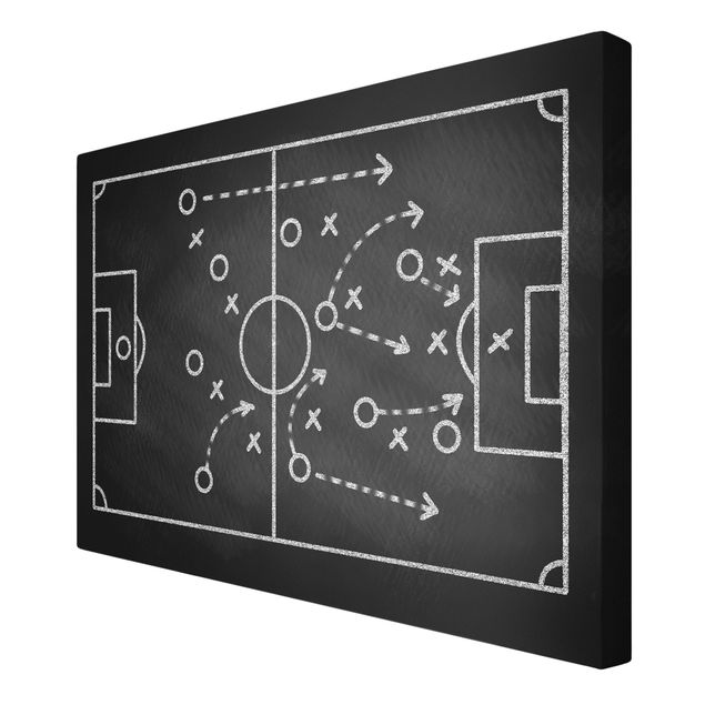 quadros em preto e branco Football Strategy On Blackboard