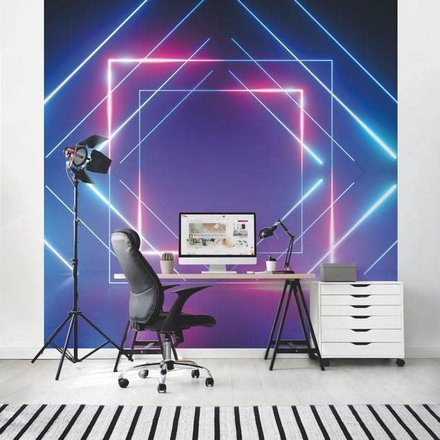 papel de parede moderno Geometrical Neon Light