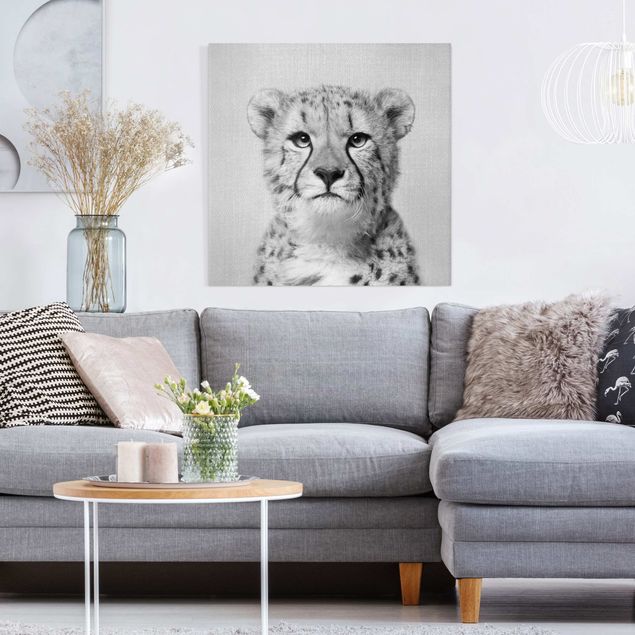 Telas decorativas gatos Cheetah Gerald Black And White