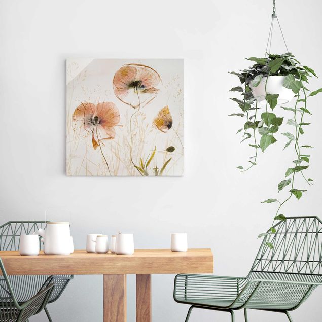 decoraçao para parede de cozinha Dried Poppy Flowers With Delicate Grasses