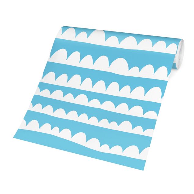 Papel de parede azul Drawn White Bands Of Clouds Up In Blue Skies
