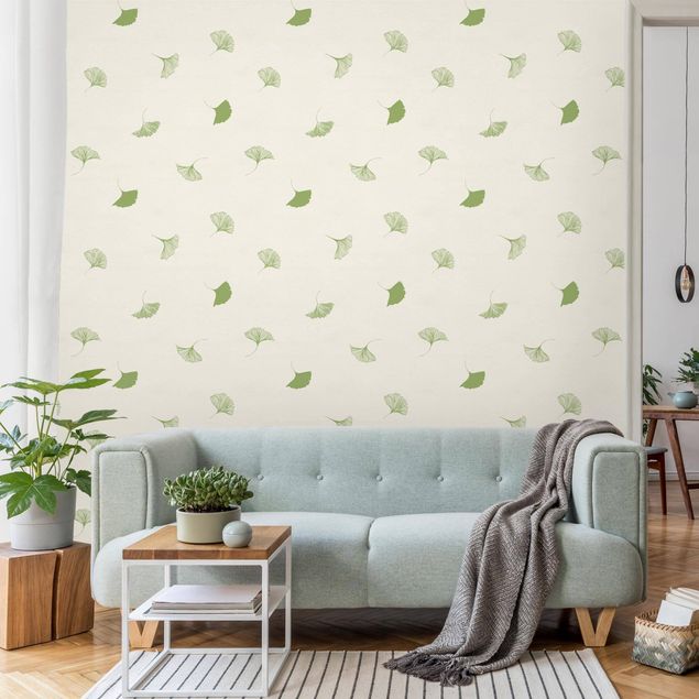 Papel de parede padrões Gingko Leaf Pattern In Green