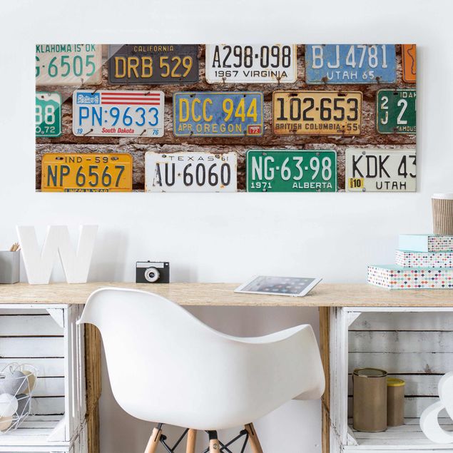 decoraçao para parede de cozinha American License Plates On Wood