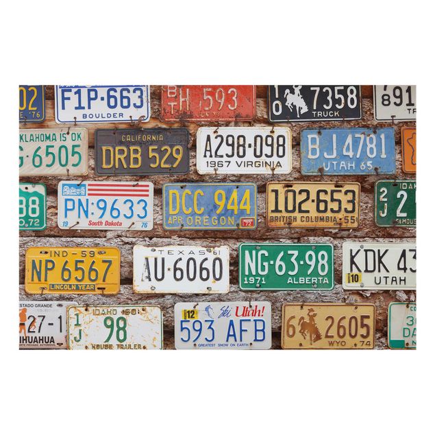 Quadros de Rainer Mirau American License Plates On Wood