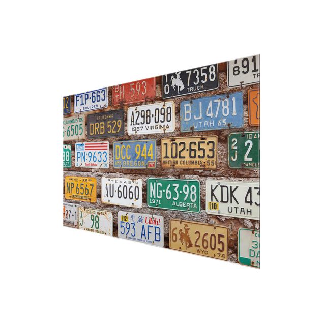 decoração quadros American License Plates On Wood