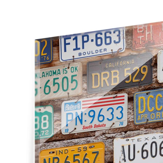 Quadros em vidro American License Plates On Wood