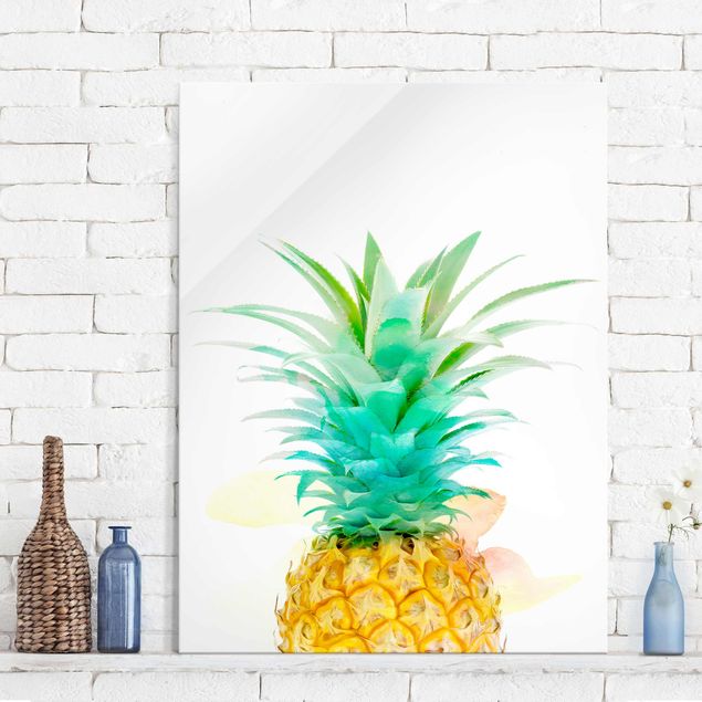 decoraçao para parede de cozinha Pineapple Watercolour