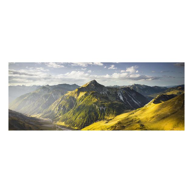 Quadros em vidro paisagens Mountains And Valley Of The Lechtal Alps In Tirol