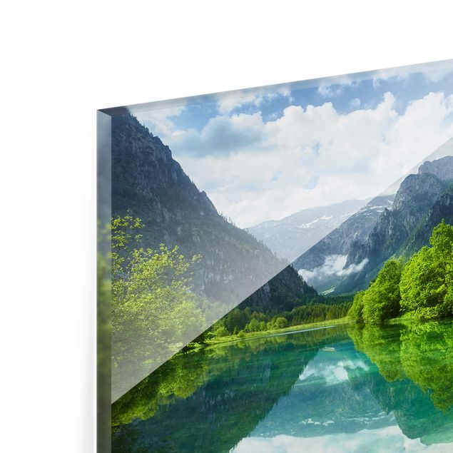 quadros modernos para quarto de casal Mountain Lake With Water Reflection