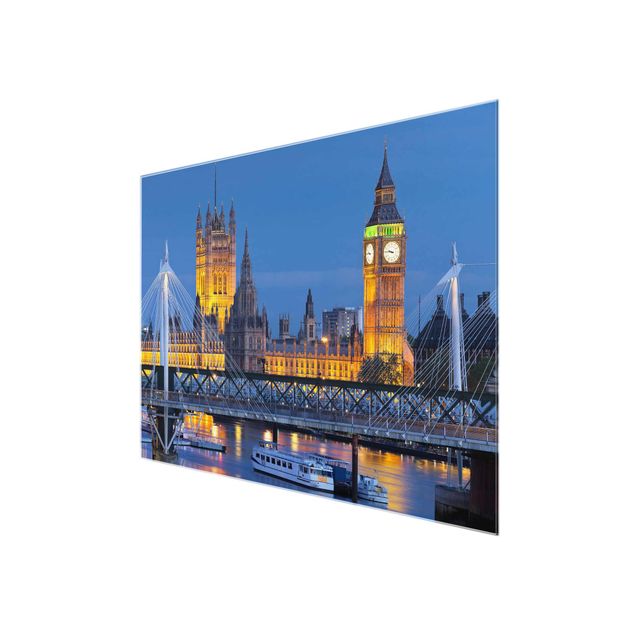 quadros decorativos para sala modernos Big Ben And Westminster Palace In London At Night