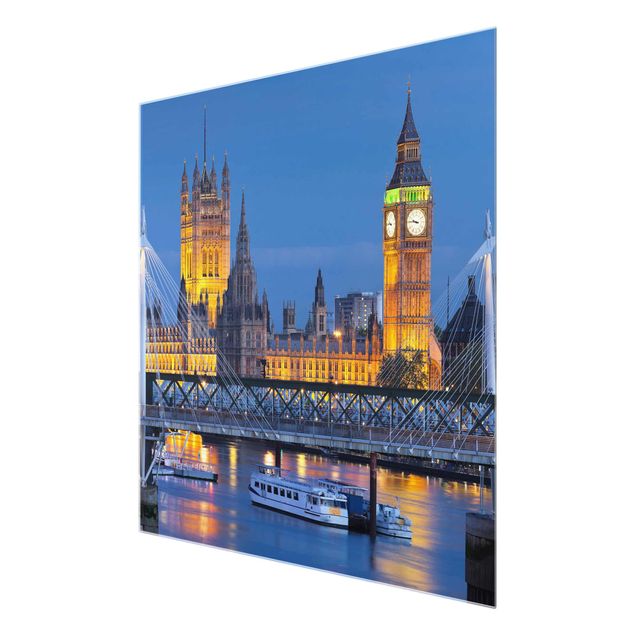 quadros decorativos para sala modernos Big Ben And Westminster Palace In London At Night