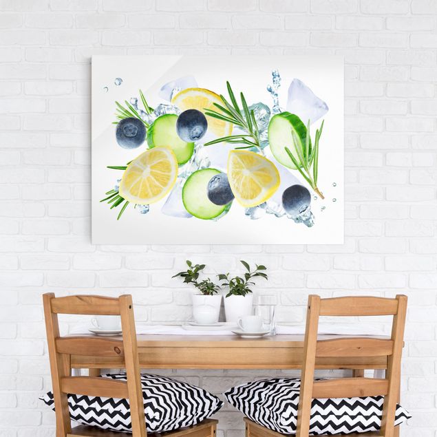 quadros decorativos para sala modernos Blueberries Lemon Ice Spash