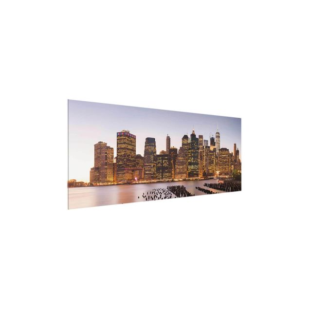 Quadros em vidro cidades e paisagens urbanas View Of Manhattan Skyline