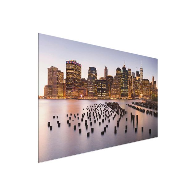 Quadros em vidro cidades e paisagens urbanas View Of Manhattan Skyline