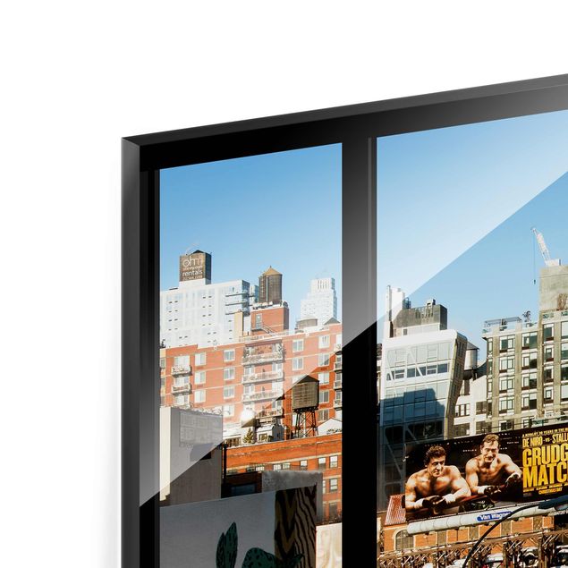 quadro de vidro View From Windows On Street In New York