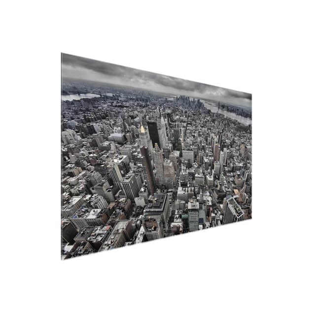 Quadros em vidro em preto e branco View Over Manhattan