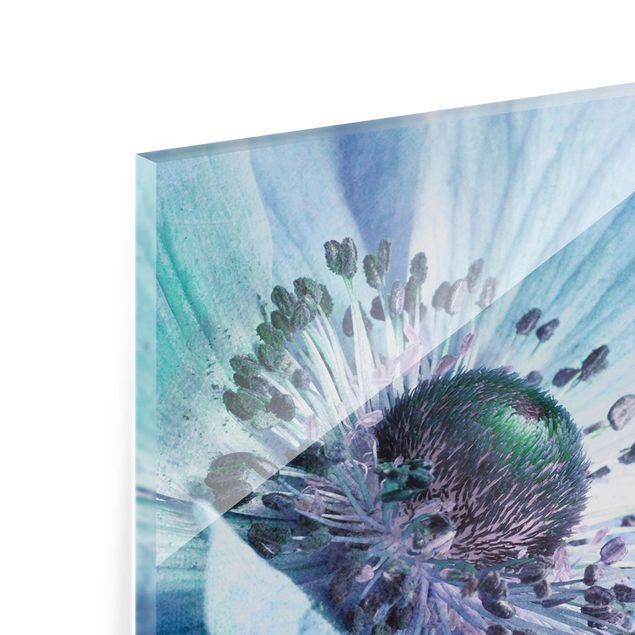 quadro de vidro Flower In Turquoise