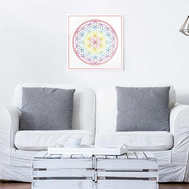Quadros padrões Flower of life Colourful