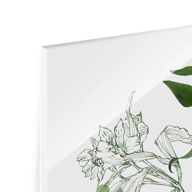 Quadros em vidro Botanical Watercolour - Lily