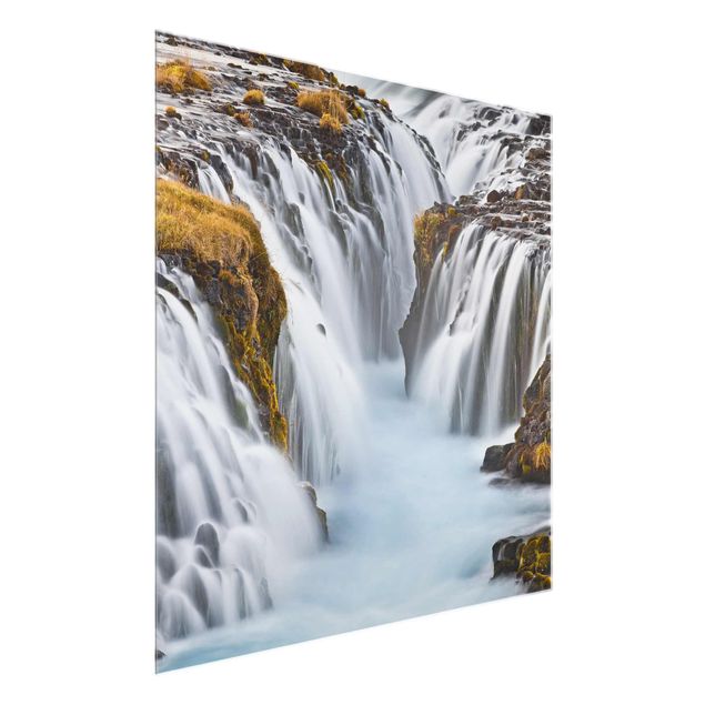Quadros em vidro paisagens Brúarfoss Waterfall In Iceland