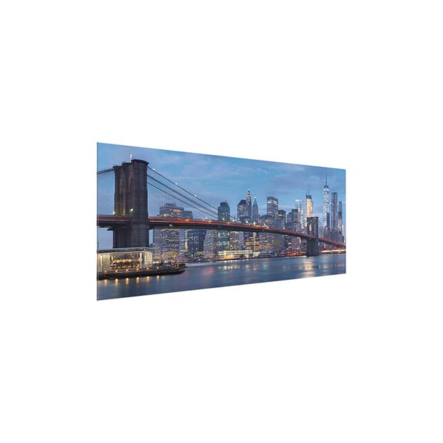 Quadros em vidro cidades e paisagens urbanas Brooklyn Bridge Manhattan New York