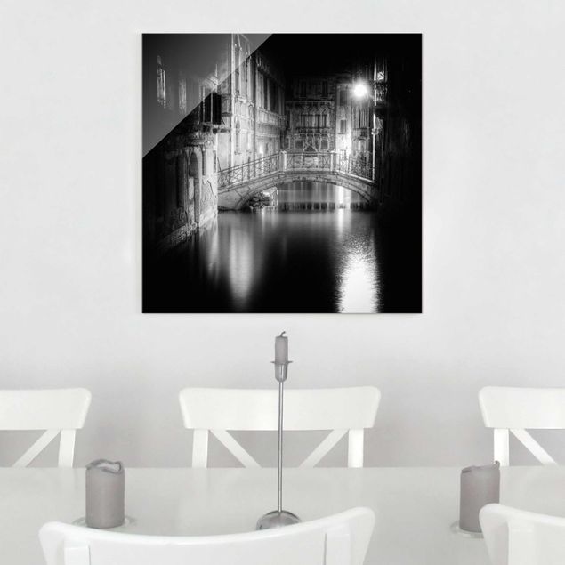 Quadros em vidro em preto e branco Bridge Venice