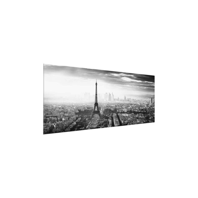 Quadros em vidro em preto e branco The Eiffel Tower From Above Black And White
