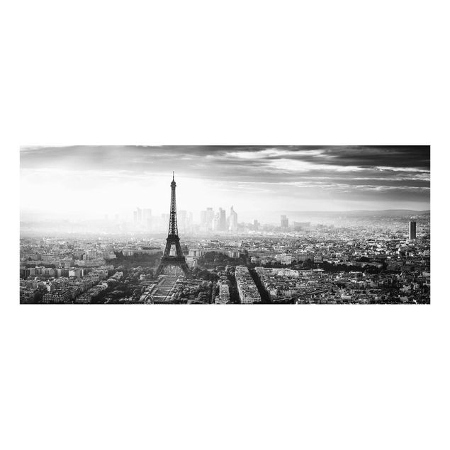 Quadros em vidro cidades e paisagens urbanas The Eiffel Tower From Above Black And White