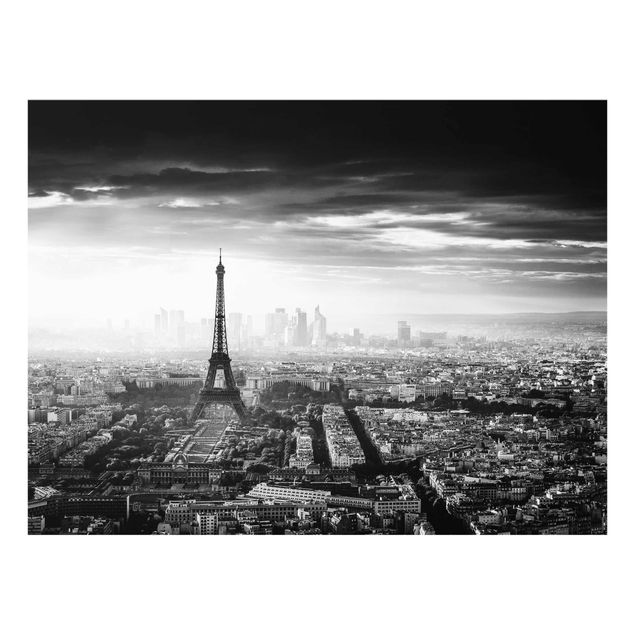 Quadros em vidro cidades e paisagens urbanas The Eiffel Tower From Above Black And White