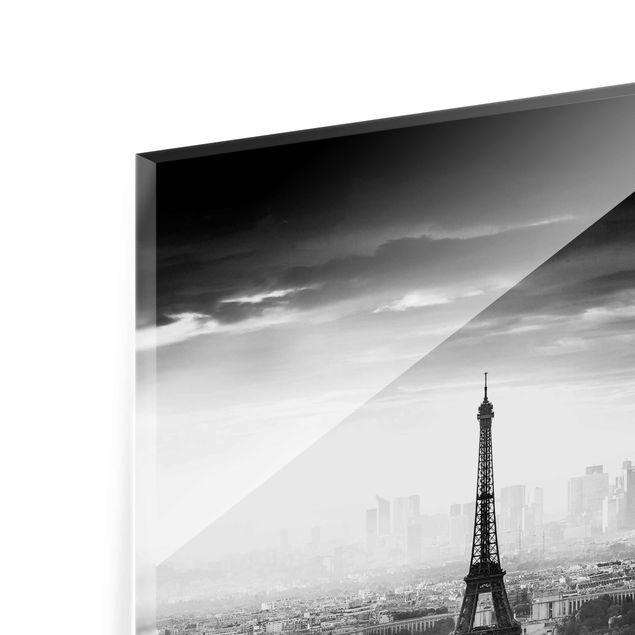 quadros em preto e branco The Eiffel Tower From Above Black And White