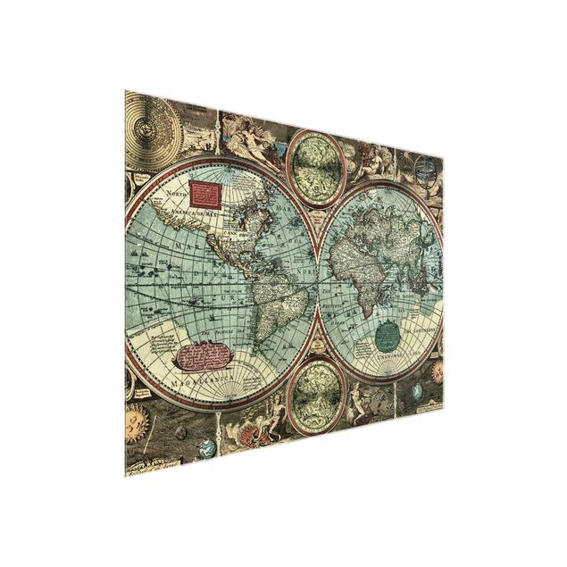 Quadros em vidro mapas The Old World