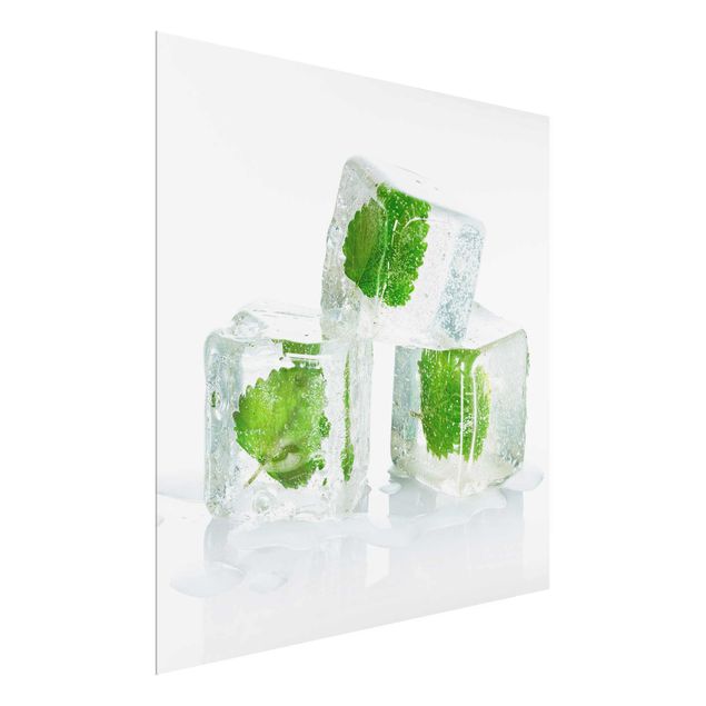 Quadros decorativos Three Ice Cubes With Lemon Balm
