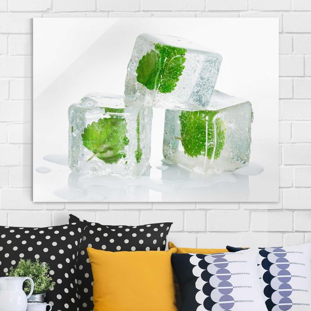 Quadros modernos Three Ice Cubes With Lemon Balm